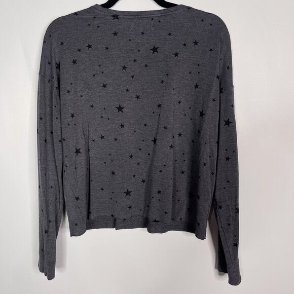 Thread & Supply Womens Small S Heather Gray Charcoal Star Print Sweatshirt Crew - Picture 2 of 8